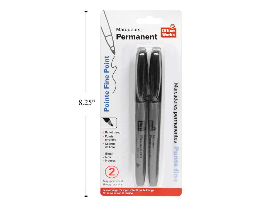 O.WKs. 2-Pack Fine Point Permanent Markers in Black Color