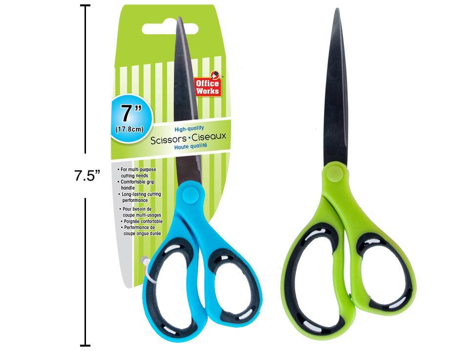 O.Wks. 7" Premium Quality Scissors in Two Colors, Touch Open Close (CS)