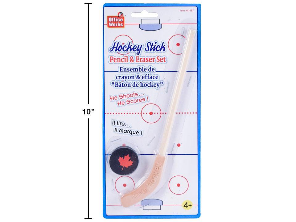 O.Wks. Hockey Stick Pencil and Eraser Set, b/c