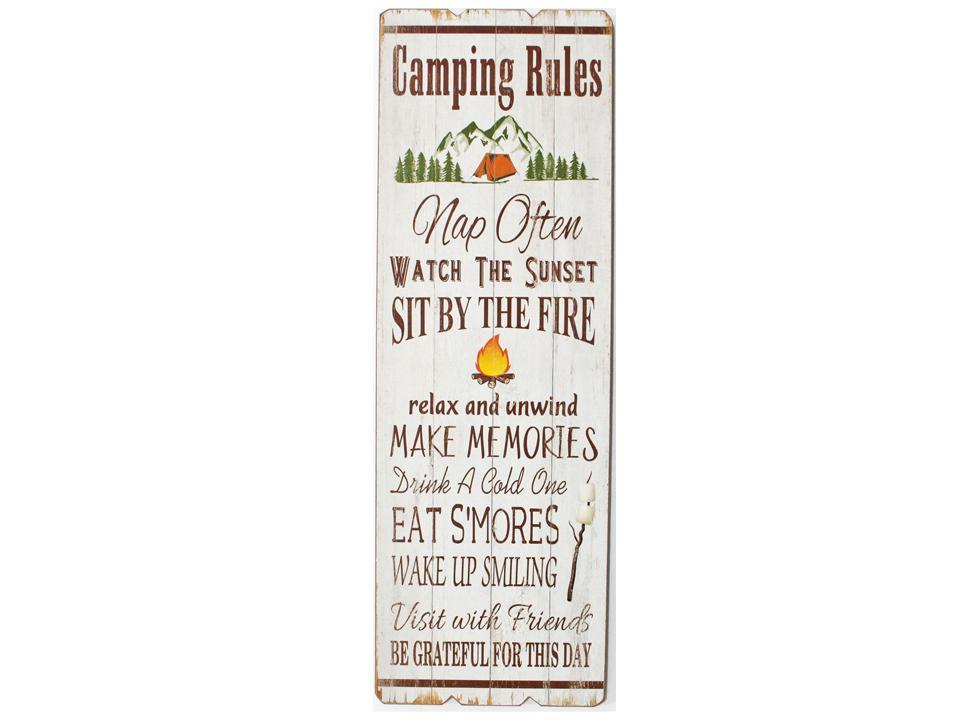 Camping Rules MDF Wall Plaque, 11.8"x35.4"