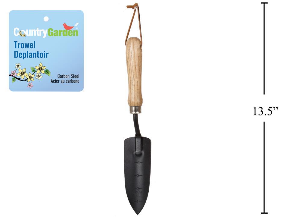 Garden E. 13.5" Carbon Steel Trowel w/Wooden Handle