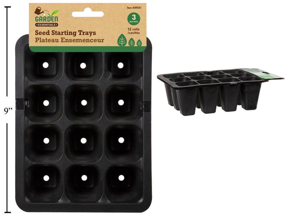 Garden E. 3pk 12 Cell Seed Starting Tray, 7"x5.5"x2", colour label