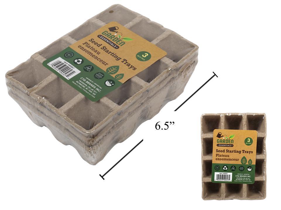 Garden E. 3pcs Seed Starting Trays, 6.5"x4.5x2"