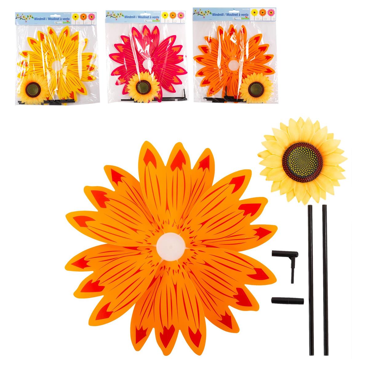 Country Garden 27.5" Flower Pinwheel, 3/C,header card+polybag