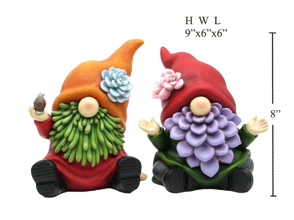 Country G.9"H Succulent Gnome Garden Decor, 9"x8"x6"