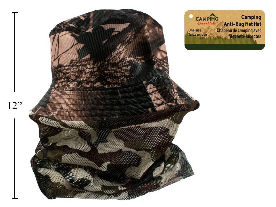 Camping Anti-Bug Camouflage Hat w/Net, 100% Polyester, cht