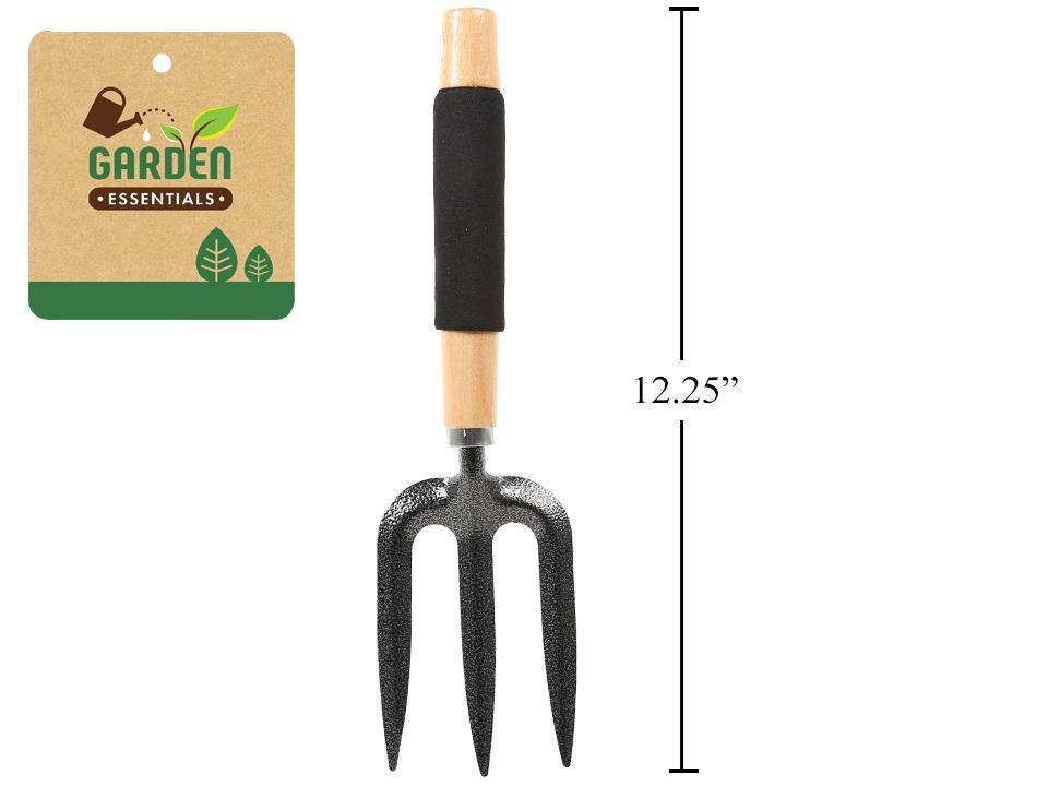 Garden E. 12.25" Carbon Steel Fork w/Wooden Handle & Foam Grip