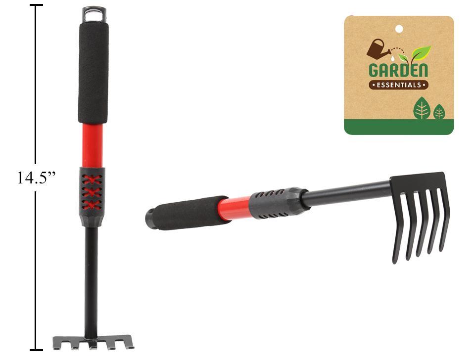 Garden E. 14.5" Deluxe Carbon Steel 5-Teeth Rake w/Foam Grip