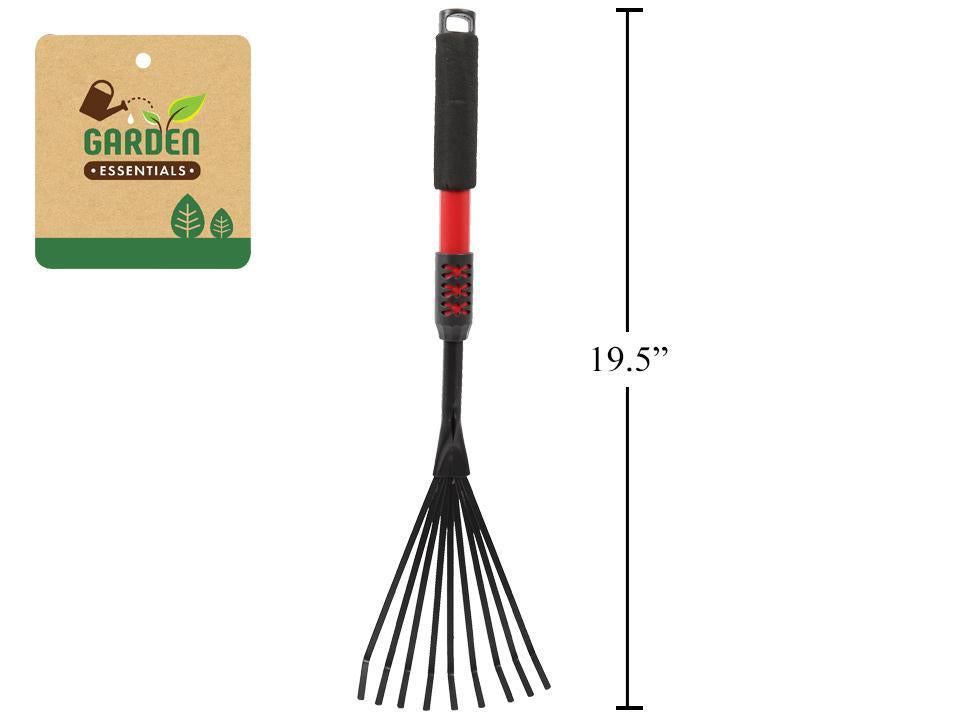 Garden E. 19.5" Deluxe Carbon Steel 9-Teeth Rake w/Foam Grip