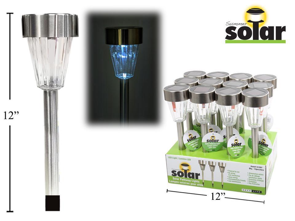 Solar 12'' Stainless Steel Pathway LED Light Stake