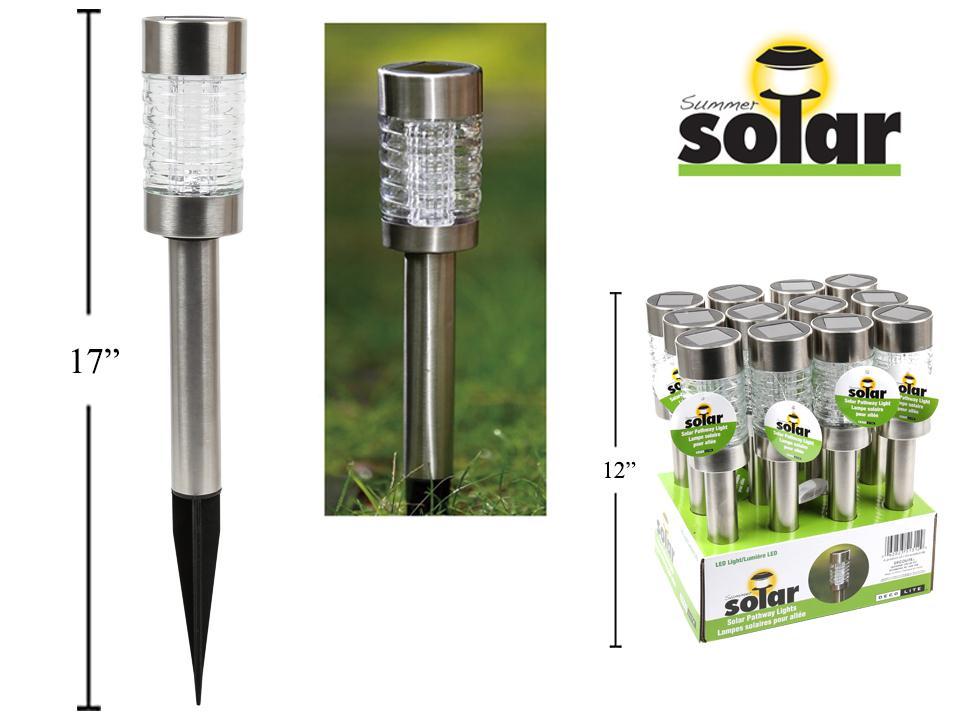 Solar 16.75'' Pathway Striped LED Glass Stake Light