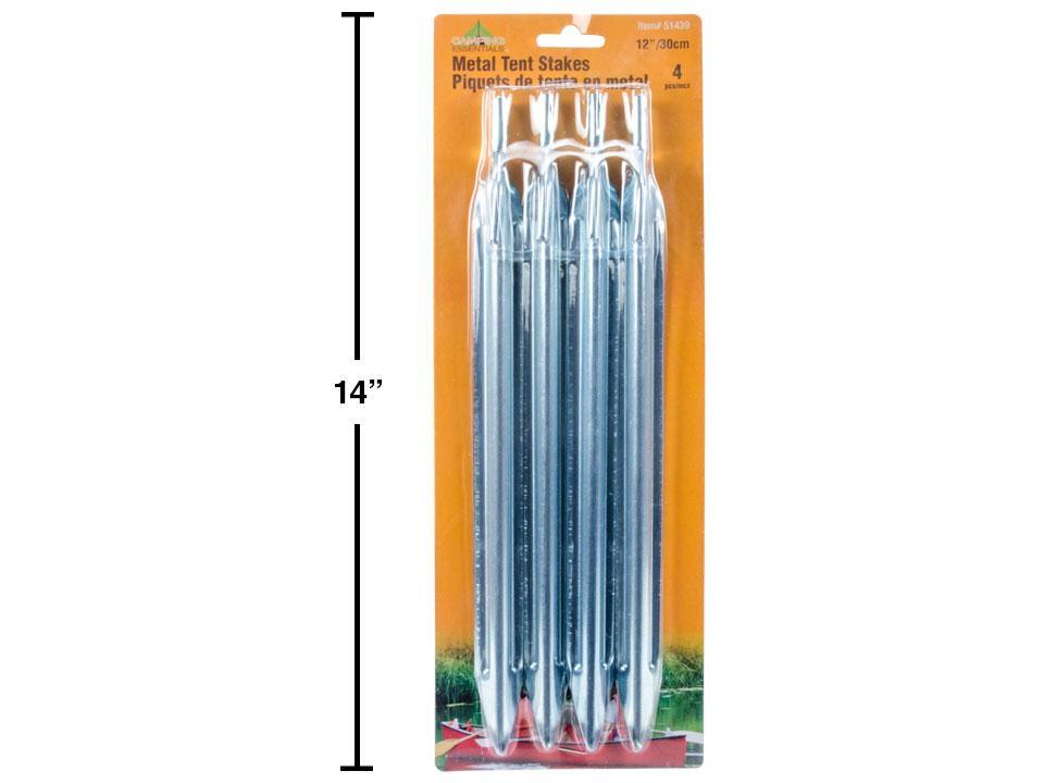 Camping 4pk-12" Metal Tent Stakes