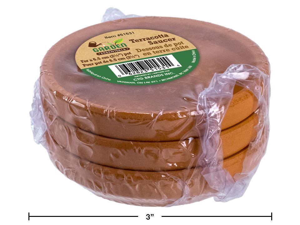 Garden E. 3pk Terracotta Saucers, for 2 .5" Pots