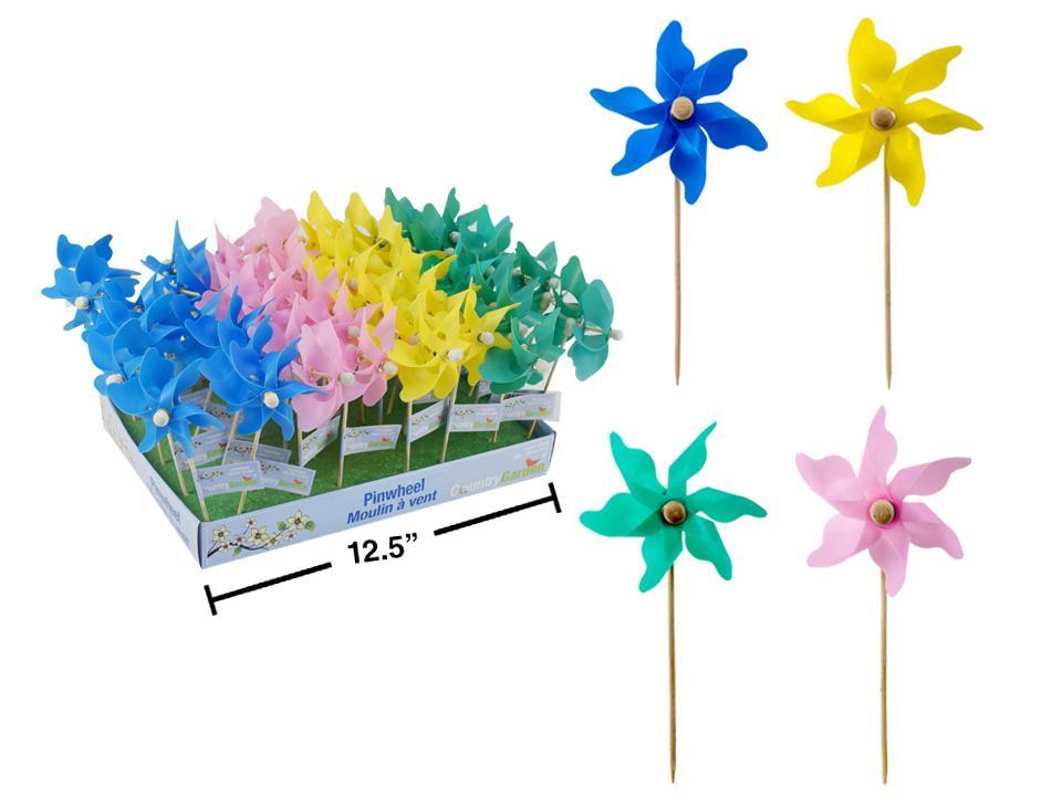 7" Mini Pinwheels, 4asst. Colours , col. label