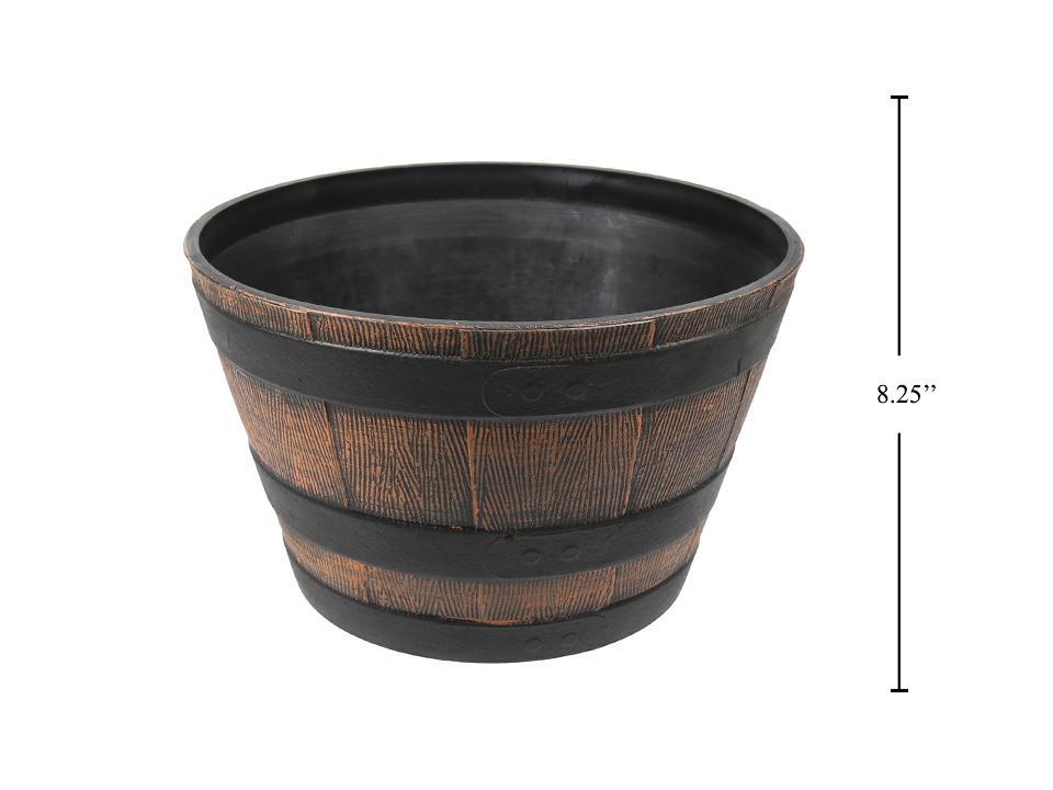 Garden E. Half Barrel Planter, 13.2"x13.2"x8.25"