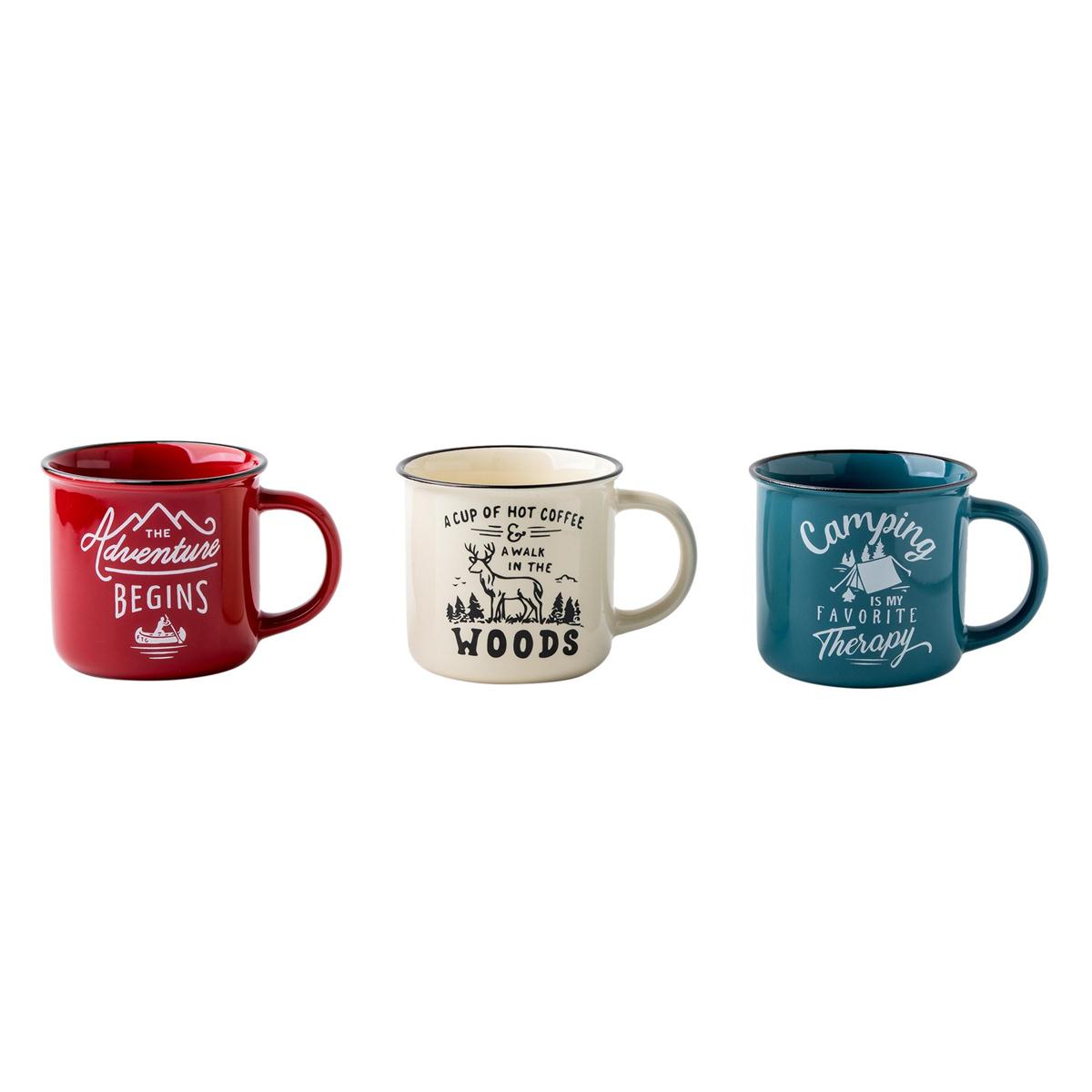 Camping 12oz. Colour Glazed Ceramic Mug