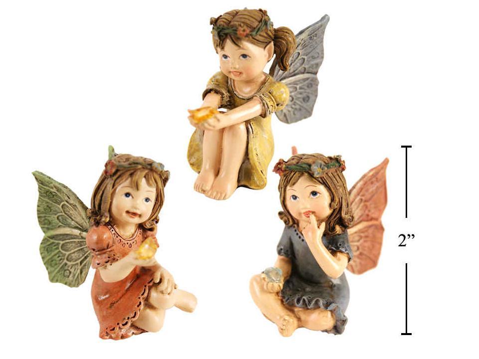 Miniature Fairy Figurine, 2.4"x1.2"x1.9", Polyresin
