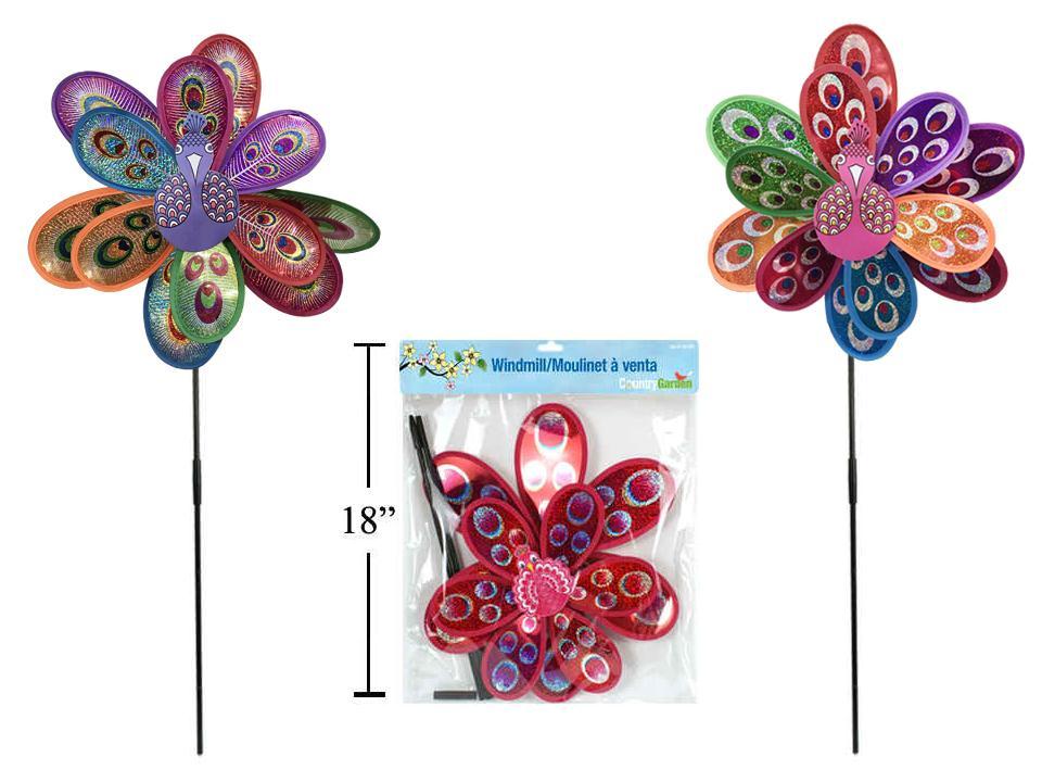 15"Dia.x35.5"H Peacock Double Laser Windmill