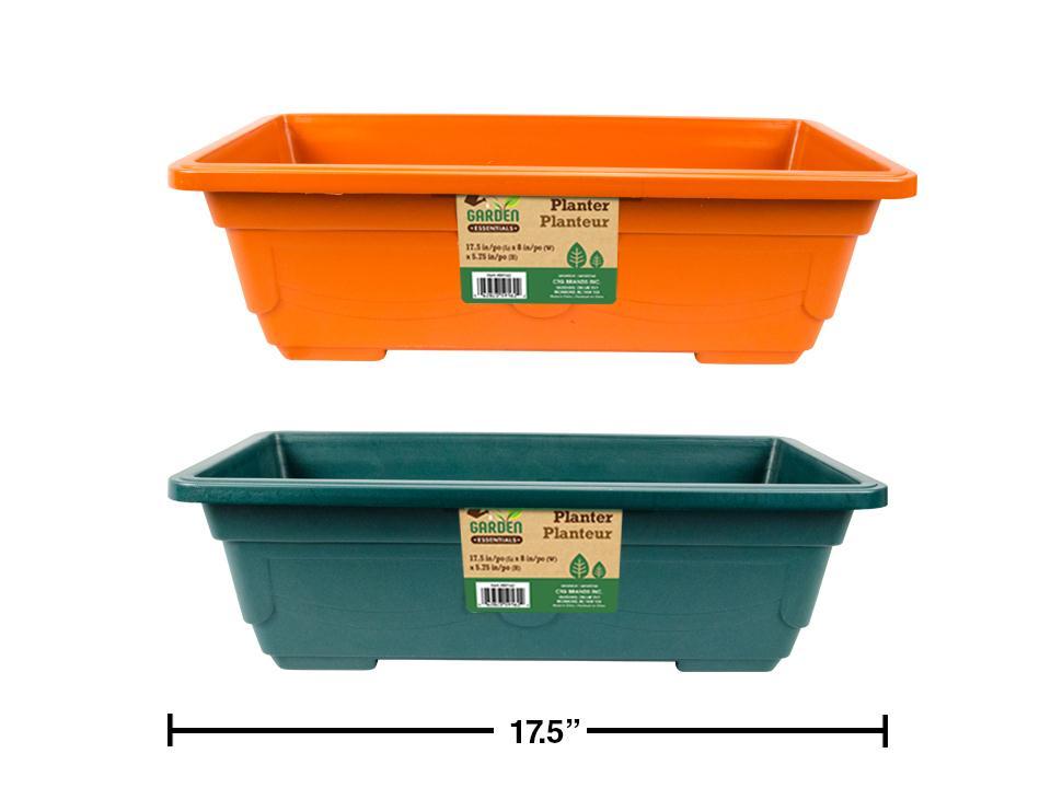 Garden E. 17.5" Rectangular Plastic Planter, 17.5"Lx8"Wx5.75"H