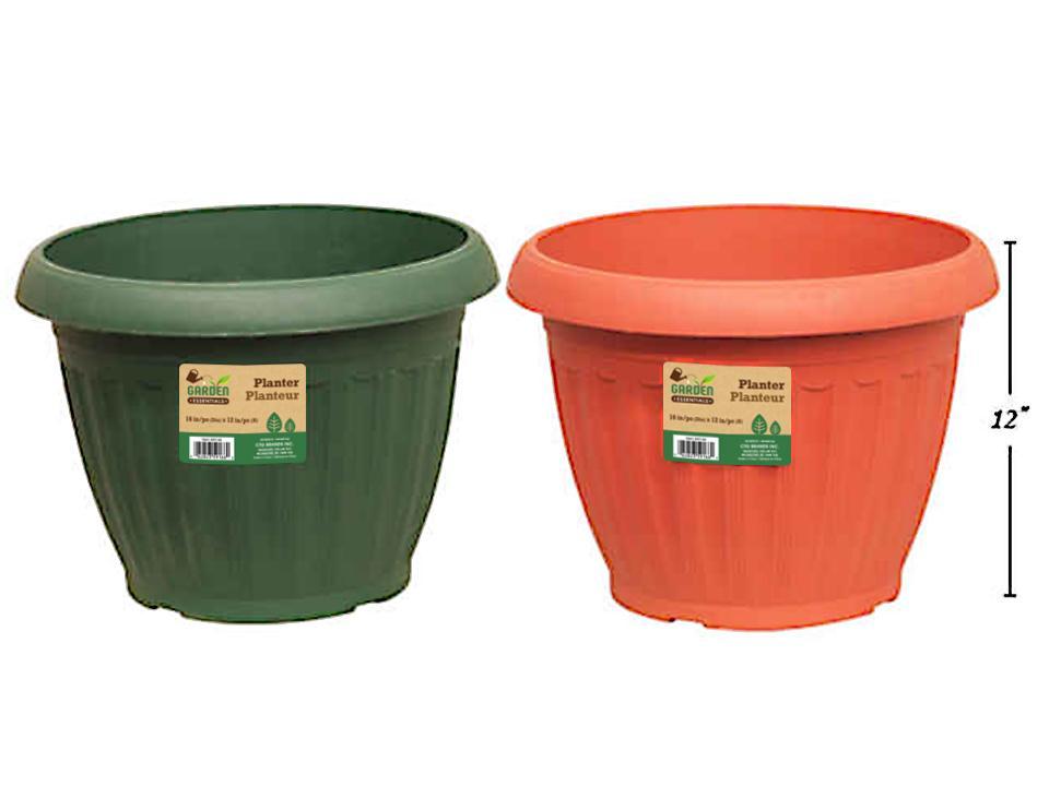 Garden E. 16" Round Plastic Planter , 16"Dia.x12"H