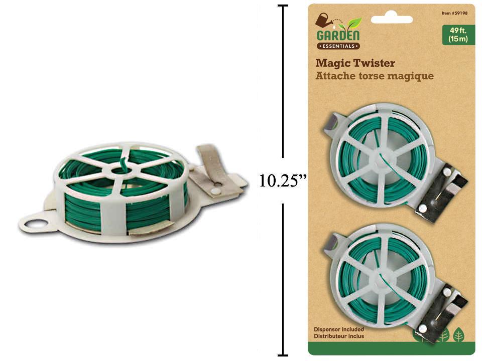 Garden E. 2pk Twist Tie w/Cutters- 15m each, Green Colour