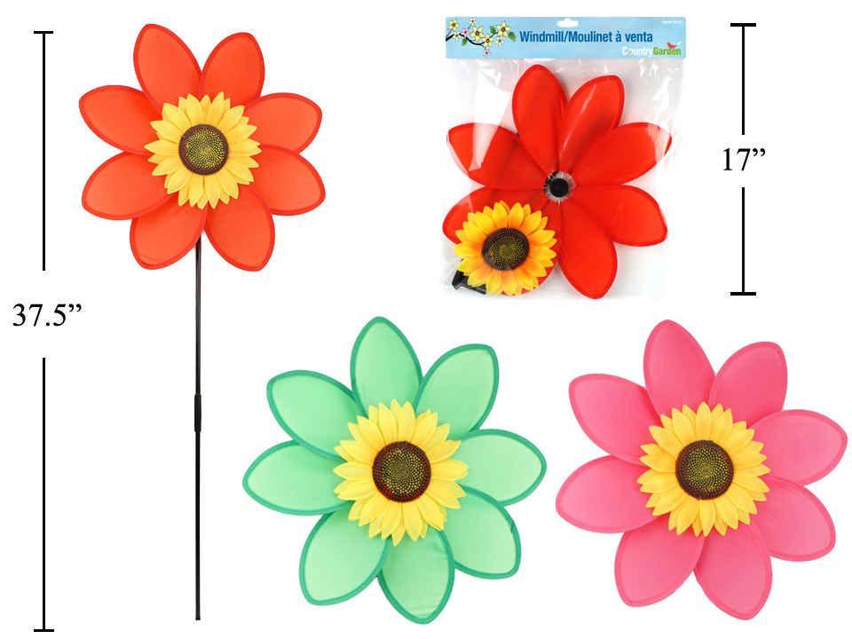 15"Dia.x37.5"H Sunflower Windmill