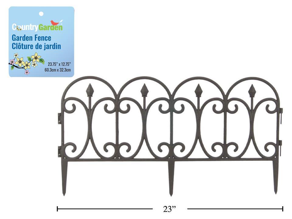 Garden E. 24"L Plastic Fence-Brown Colour, 23.75"Lx12.5"H