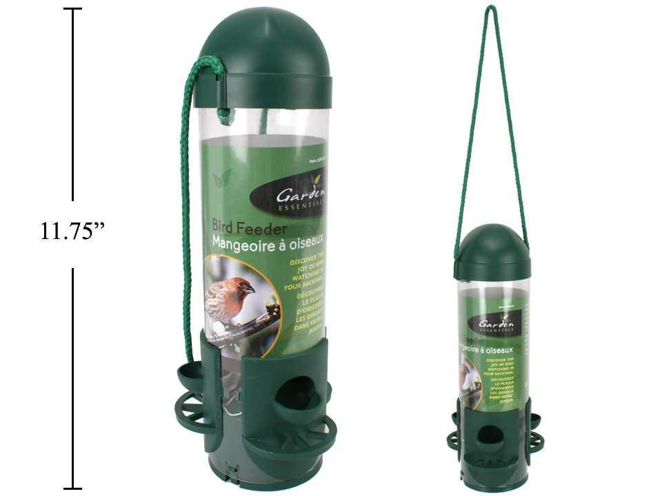 Garden E. 12" Bird Feeder w/Rope Handle, 4"Dia.x12"H, Green