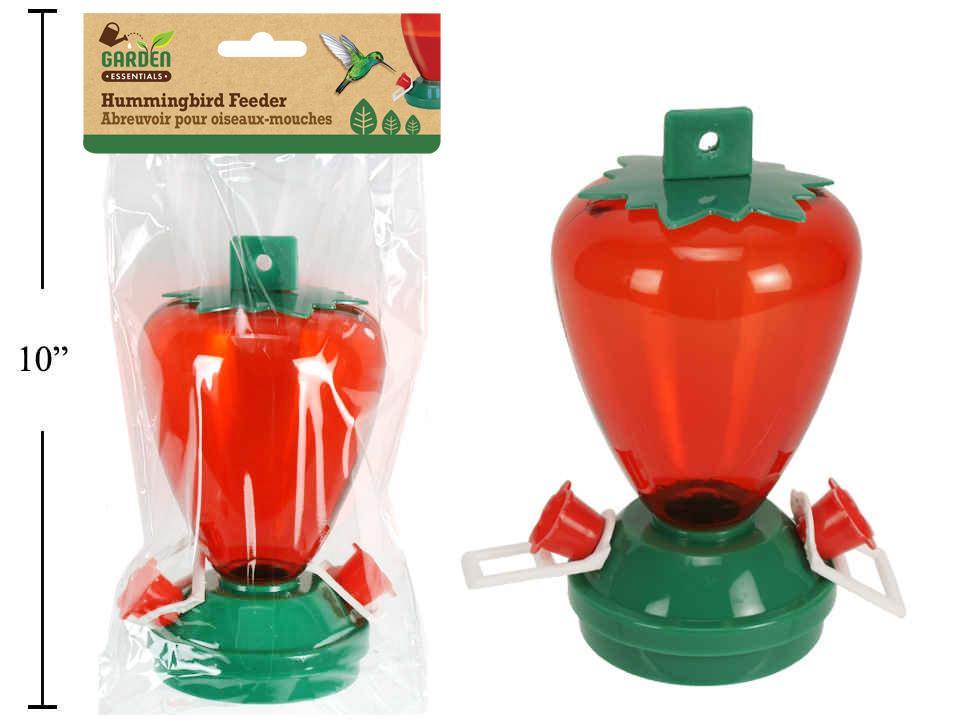 Garden E. 6.5"H Plastic Hummingbird Feeder, Strawberry Design