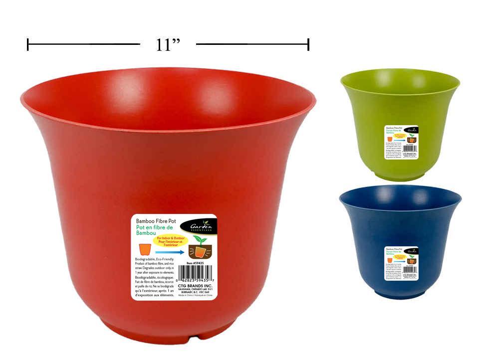 Garden E. Bamboo Fibre Bio. Round Pot, 11"dia.x9"H