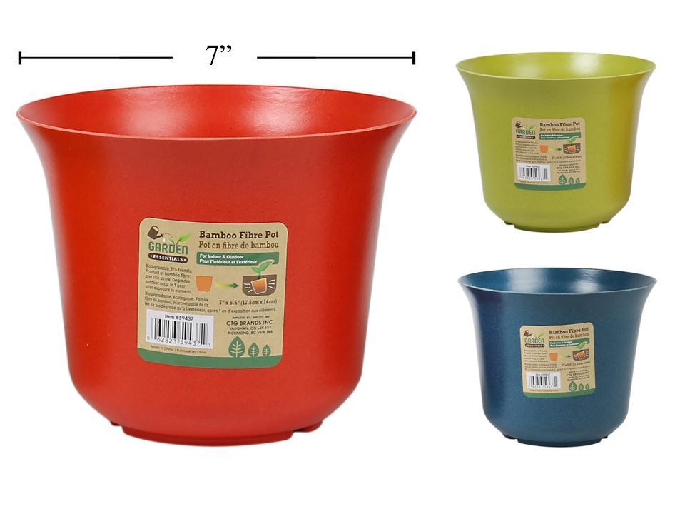 Garden E. Bamboo Fibre Bio. Round Pot, 7"dia.x5.5"H