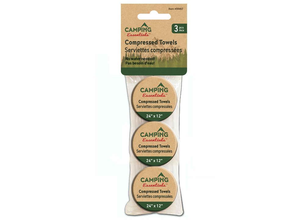Camping 3pk Compressed Towels, 24"x12"