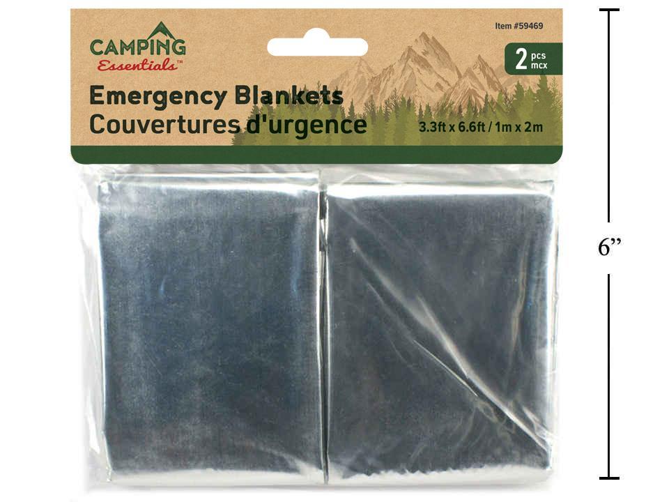 Camping 2pcs Emergency Blankets, 1x 2M