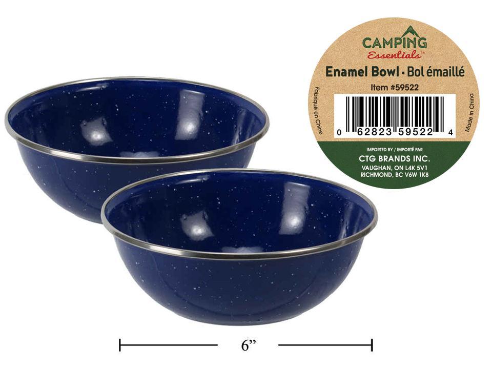Camping Enamel Bowl-Blue, Size: 5.7"Dia.x2"H