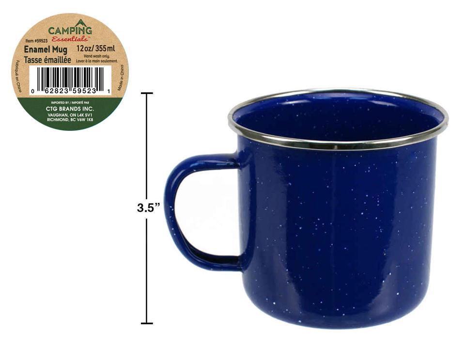 Camping 12oz. Enamel Mug-Blue, Size: 3.8"Dia.x3.5"H