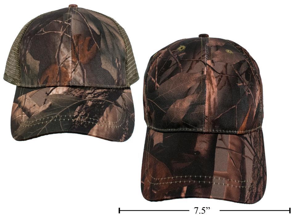 Camping Camouflage Hunting Cap, 2asst. Cols., 100% Polyester,1 size