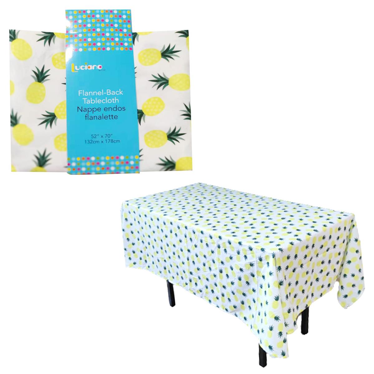 Luciano 52"x70" Pineapple Printed PEVA Tablecloth