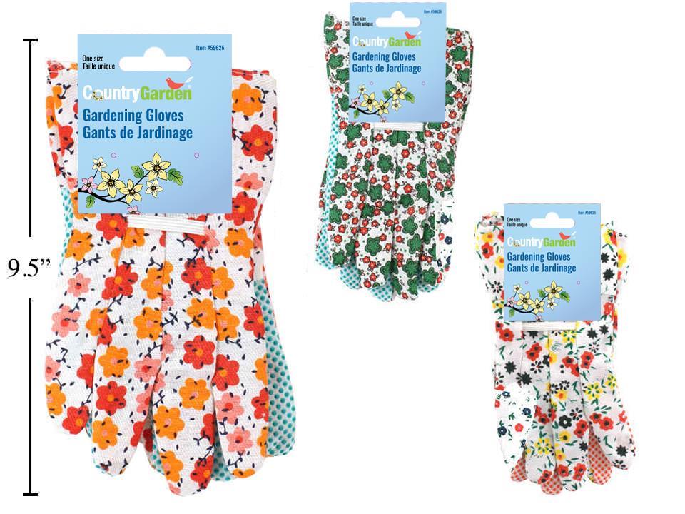 Garden E. Ladies Floral Gardening Gloves w/Dot Grips