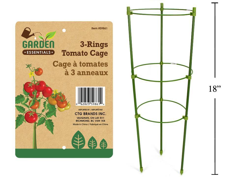 Garden E. 18" 3-Rings Tomato Cage , tie on card