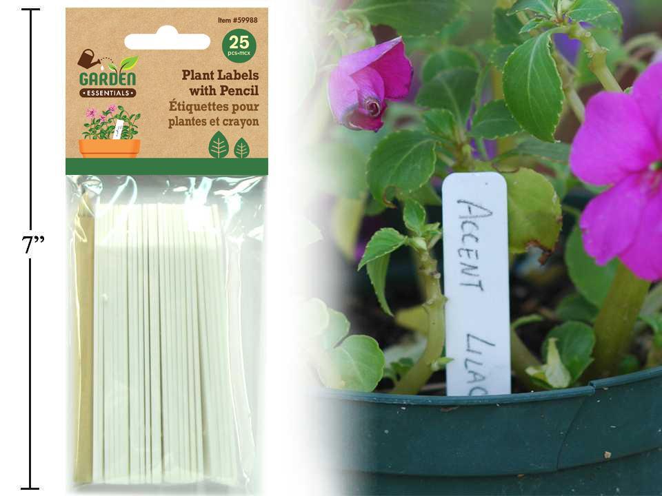 Garden E. 25pcs Plant Labels w/Pencil-White