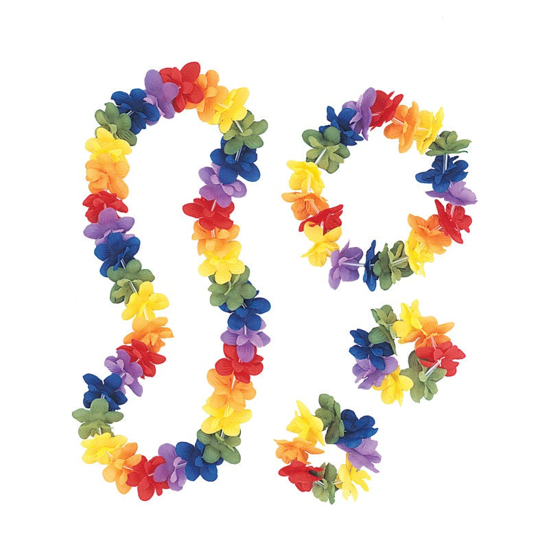 Rainbow Flower Leis Assortment, Set of 4