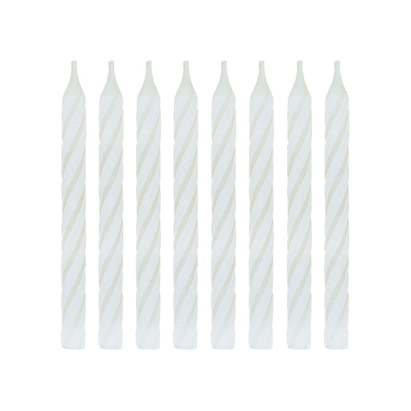 White Spiral Birthday Candles, Pack of 24