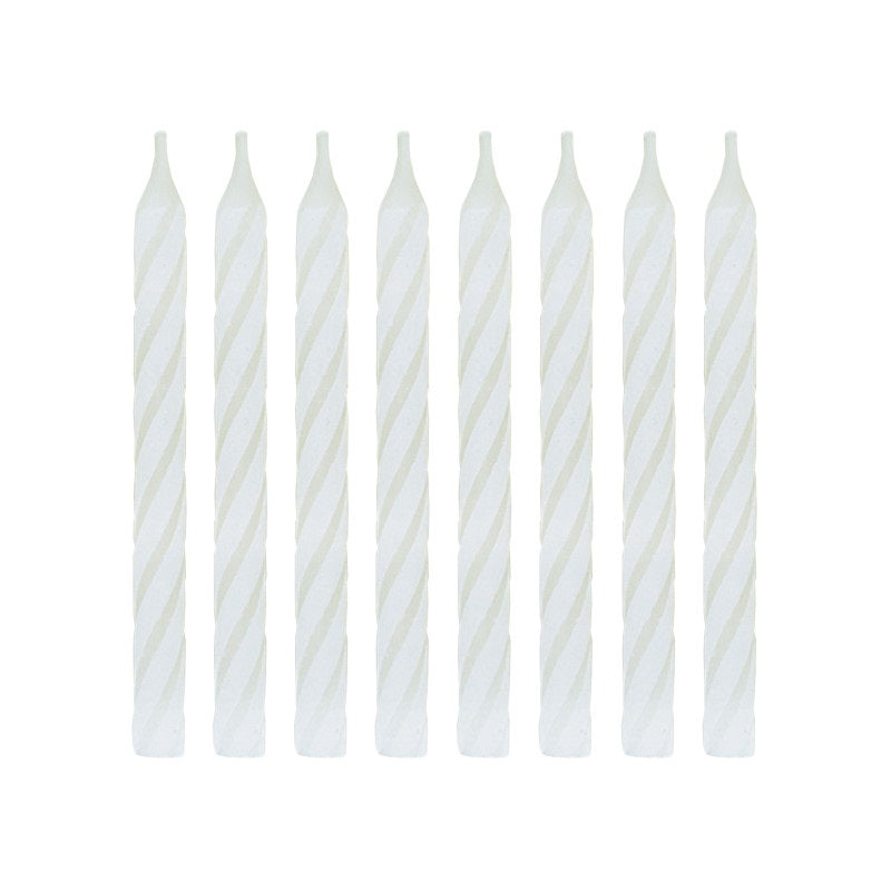 White Spiral Birthday Candles, Pack of 24