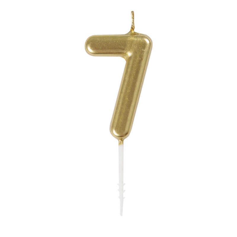 Mini Metallic Gold Number 7 Birthday Pick Candle