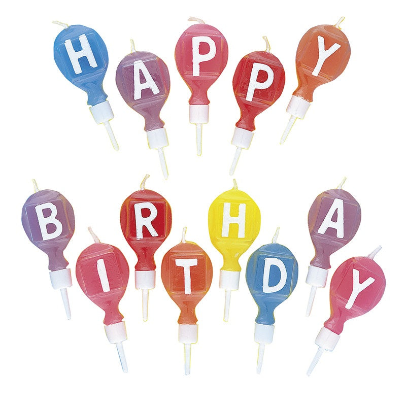 Happy Birthday Round Letter Candles with Holders
