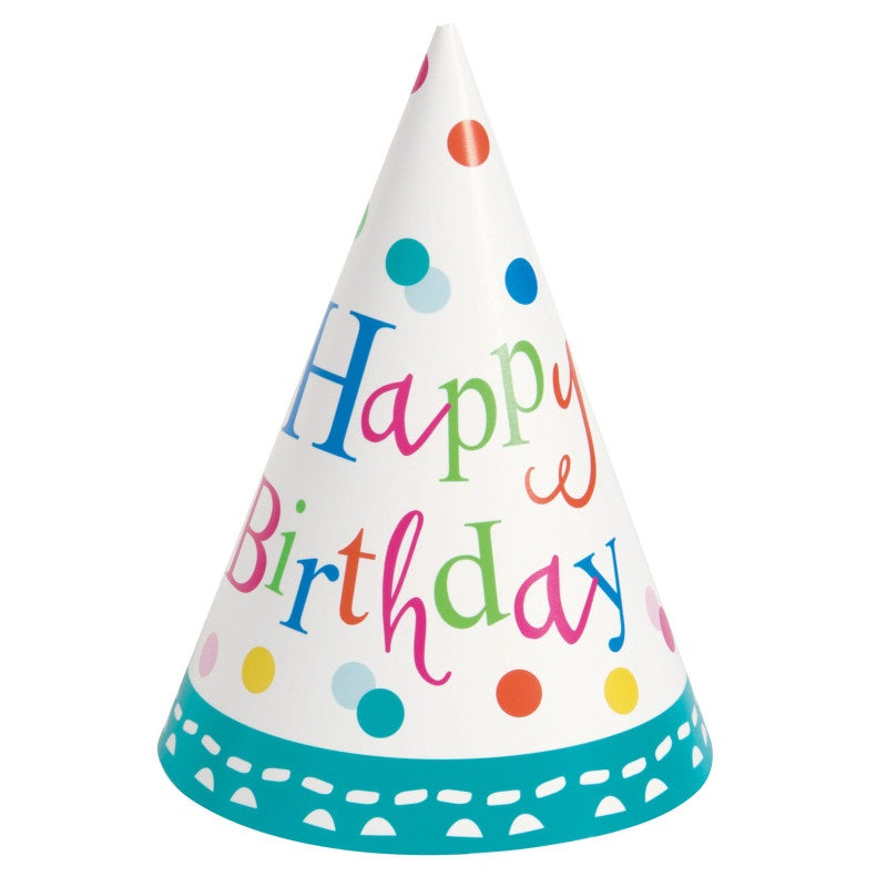 Confetti Cake Birthday Party Hats, Pack of 8