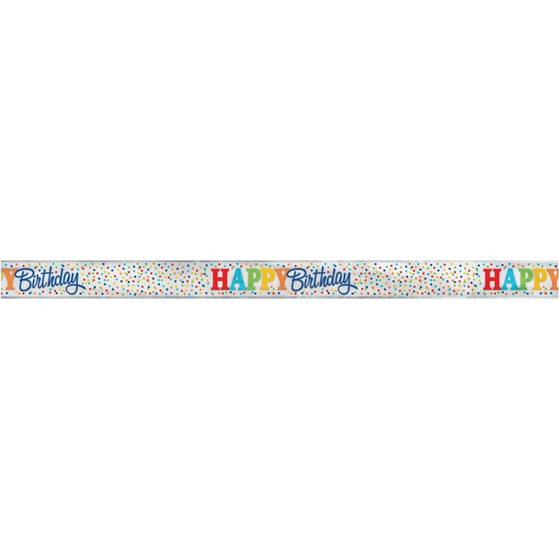 12 ft Foil Rainbow Polka Dots Banner