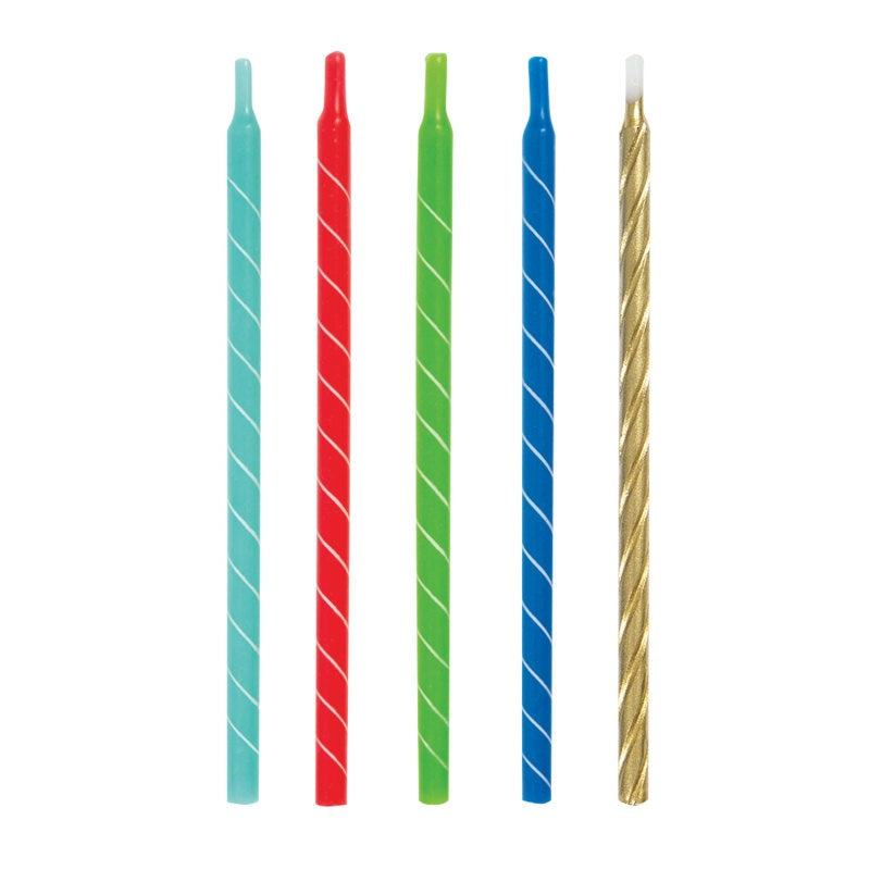 Bright Spiral Birthday Candles, Set of 5 - Assorted 12 Count