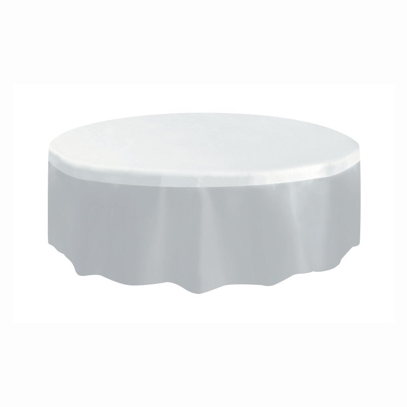 Clear Solid Round Plastic Table Cover, 84" Diameter, 0.84" Thickness