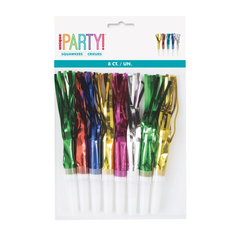 Fringed Squawker Blowouts, Pack of 8